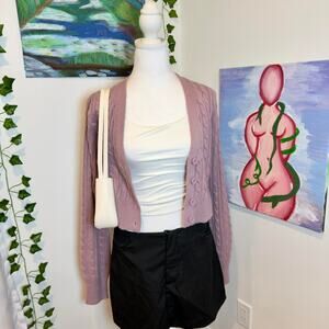 Uk2la purple cable knit button